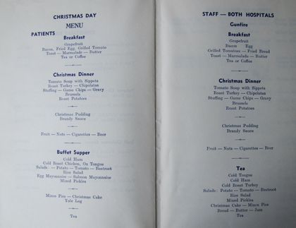 Christmas Day Hospital Menu