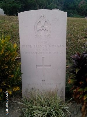 Grave Sister Irene Brenda Morgan QAIMNS CWGC Stanley Military Cemetery Hong Kong