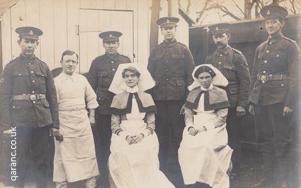 QAIMNS Reserve Nursing Sister and Staff Nurse with RAMC personnel Great War