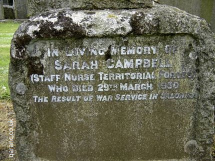 Sarah Campbell Grave Marker Riddrie Park Cemetery Glasgow
