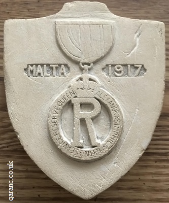 limestone carving plaque QAIMNSR Medal Malta 1917