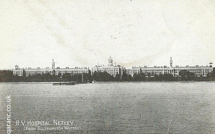 RV Hospital Netley from Southampton waters postcard