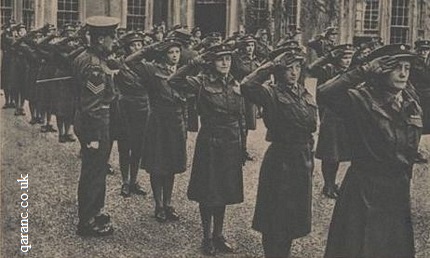 Drill serjeant RAMC teaching QARANC to salute