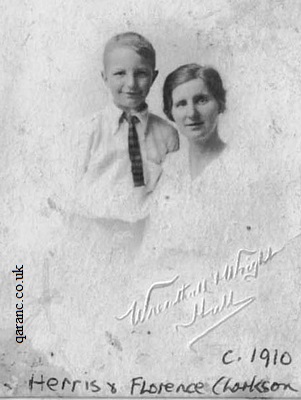 Pictured are his wife, Florence and son, Herris, taken in Hull, Yorkshire, 1910.