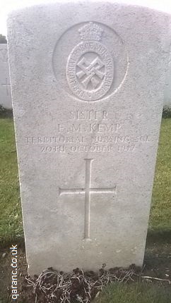 Sister Elise Margaret Kemp New Zealand Nurse First World War Godewaersvelde British Cemetery