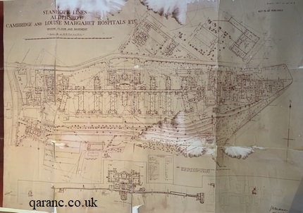 Detailed plan of the Cambridge and Louise Margaret Hospitals in Stanhope Lines, Aldershot Garrison