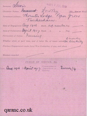 VAD WW1 British Red Cross Records