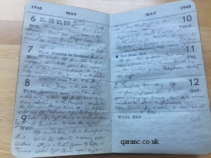 VE Day World War Two VAD War Diary