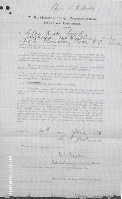 Application to War Department QAIMNSR World War One