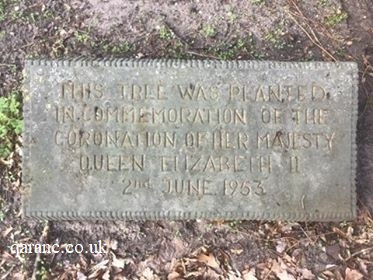 commemorative plaque tree planted commemoration coronation Her Majesty Queen Elizabeth II 2nd June 1953