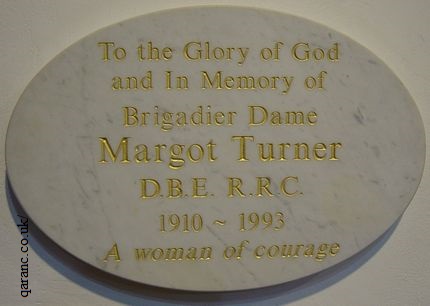 plaque Brigadier Dame Margot Turner Aldershot Garrison Church 
