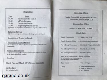 programme events inspection troops presentation medals speeches inspecting officer parade staff